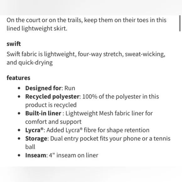 Lululemon Court Rival High Rise Skirt Rip Tide Size 4 - Picture 11 of 12